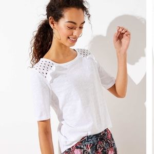 LOFT • Ruffle Eyelet T Shirt
